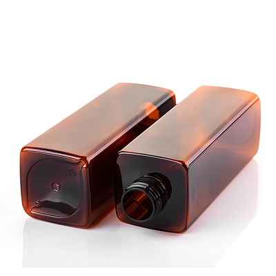 Square Shape Amber Color 500ml Empty Plastic Pump Bottles For Shampoo