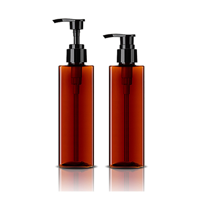 Square Shape Amber Color 500ml Empty Plastic Pump Bottles For Shampoo