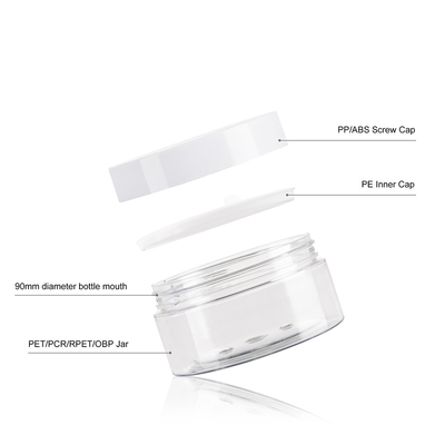 Clear Round Wide Mouth Plastic Jars Private Logo 200ml Cosmetic Jars