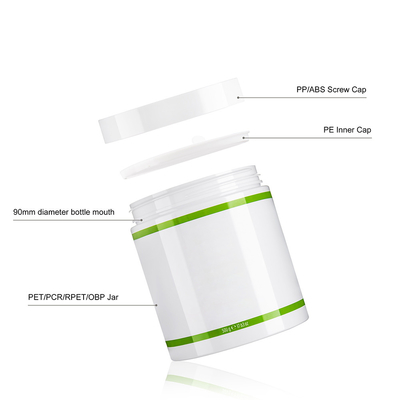 500ML White Color Plastic Jar With Hand Pull Pad Wide Mouth Screw Cap